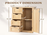 Natural wood color, MDF with melamine veneer, 56*30*80cm, 4 drawers, 1 door, bathroom vanity 73377159