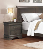 Classic Louis Philippe Style Stained Gray Finish 1pc Nightstand of 2x Drawers Traditional Design B01153386