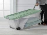 Extra-Large Wheeled Rugged Storage Bin, 160 Quart Durable Clear Storage Container with Latching Lid 02211701