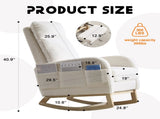 Modern Accent Rocking Chair Rocking Chair with Solid Wood Legs, Upholstered Nursery Glider Rocker, 74675264