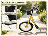 Orange 16" Inflatable Youth Scooter Kick Scooter with Adjustable Handlebars, Double Brakes, Front 45851904