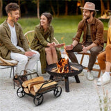 Mobile Firewood Storage Rack - 110 lbs Capacity Steel Frame, 5" Wheels 33307865