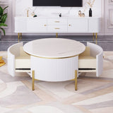 Modern Round Coffee Table with 2 large Drawers Storage Accent Table N735P211280K