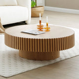 ZNTS Natural Wood Coffee 39.37 MDF coffee table Modern Handcraft Drum Coffee Circle Coffee W876P188696