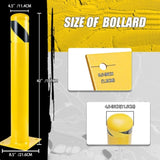 ZNTS Safety Bollard Post, 42 Inch Height Steel Bollards, 4.5 Inch Diameter Parking Bollard, Yellow Powder 80690765