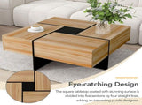 Unique Design Coffee Table 4 Hidden Storage Compartments, Square Cocktail Table WF305182AAD