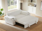 NEW White Loveseat Sleeper Sofa with Storage Armrest ,USB Port W588P445223
