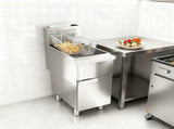 Commercial Deep Fryer, 3-Burner Fryer for Restaurants, Stainless Steel Floor Standing Deep Fryers W5057P394221