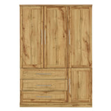 4 Door Wardrobe Armoire Closet with 3 Drawers, Natural 19066469