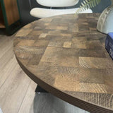 Round Coffee Table Wood Grain and Black Metal W2221P190871