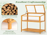 2-in-1 Fir Wood Elevated Greenhouse with Slatted Shelf, Adjustable Roof Cold Frame for Extending 09769934