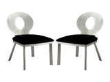 Set of 2 Microfiber and Metal Side Chairs in Silver and Black Finish B016P156809
