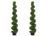 6FT Artificial Spiral Topiary Trees Outdoor Faux Boxwood Plants with Large Twisted Green Potted W2945P379269
