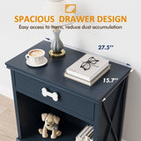 Vintage Small Storage Cabinet with Led Light and Pet Bed, Hidden Cat Litter Box with Drawer and B082P232952