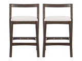 Jasper Indoor Rubberwood Barstool, Dark Brown Finished and Beige Upholstery, Set of 2 N775P336213D