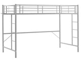 Twin Size Metal Loft Bed with Safety Guardrails & 2 Built-in Ladders, Loft Bunk Bed Frame for Teens 37867225