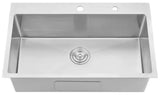 Stainless Steel 30 in 2-Hole Single Bowl Drop-In Kitchen Sink with Bottom Grid and Basket Strainer JYSDS3011BN