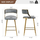 SET OF 2,26'' Counter height bar stools Corduroy kitchen island counter bar stool with back,golden W2215P195292