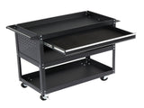 3-Tier Rolling Tool Cart, Metal Heavy Duty Utility Cart on Wheels with Pegboard & Drawer & 4 Hooks, 63239544