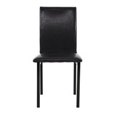 ZNTS Set of 4 Metal Frame Chairs Brown Faux Leather Seat Black Metal Finish Dining Side Chairs B01146334