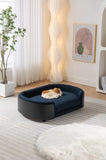 ZNTS Scandinavian style Elevated Dog Bed Pet Sofa With Solid Wood legs and Black Bent Wood Back, Cashmere W794125949