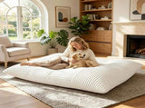 Beige Convertible Corduroy Bean Bag Sofa for Adults, 76.5x55 Inch Sponge Filling Foldable 22675140
