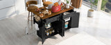 K&K 53.5''Farmhouse Kitchen Island with Power Outlet, Kitchen Storage Island with Drop Leaf, Spice N707P170348B