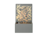 30.71"H Light Gray Metal Leaf Cutout Outdoor Water Wall Fountain with LED Lights, Modern Waterfall N765P355061G