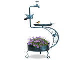 36 inch Bird Baths for Outdoors, Vintage Metal Garden Bird Bath with Solar Lamp and Flower Planter 43168997
