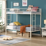 ZNTS Twin Over Twin Metal Bunk Bed,Metal Structure Bedframe with Safety Guardrails and 2 W1916115251