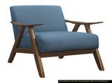 Modern Home Furniture Blue Fabric Upholstered 1pc Accent Chair Cushion Back and Seat Walnut Finish B01172866