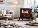 23" Electric Infrared Fireplace Stove, Freestanding Heater with Realistic Log Flame, Timer & 09597266