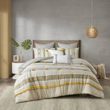 3 Piece Cotton Comforter Set Gray/Yellow King/Cal King B035128786