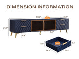 Deluxe Sculpted Modern Fashion Geometric Style TV Stand, Aluminum Frame Tempered Glass Door 4 Drawer W1162P294820