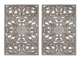 2 PCS Distressed Carved Wood Wall Decor Set B035P366542