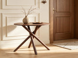 Modern Round Side Table Crossed Metal Legs, 23.6" Small Accent Table, Mid-Century End Table 48129636