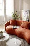 Mid Century Modern Curved Sofa, Boucle Fabric Couch for Bedroom, Office, Apartment, Orange W876102841