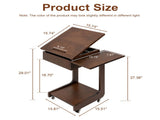 Solid Wood C Shaped End, Rolling Side with 360&deg Adjustable & Foldable Desktop, Couch 02704098