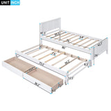 ZNTS Twin Size Platform Bed with Trundle and Drawers, White WF298815AAK