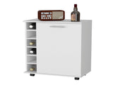 White 6-Bottle Rack Bar Cart B062P175132