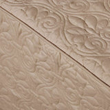 3 Piece Split Corner Pleated Quilted Bedspread Khaki Queen B035129056
