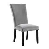 ZNTS Attractive Set of 2pc Side Chairs Dining Room Furniture Gray Flannelette Seat Nailhead Trim Kitchen B011P246253