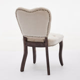 French Vintage Tufted Upholstered Fabric Dining Chair,Set of 2,Beige,SW1869BG W1143P214540