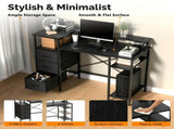 3-Drawer 4-Shelf P2 Particleboard Iron Pipe Computer Desk with Power Strip 61492836