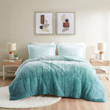 Full/Queen Ombre Shaggy Long Fur Comforter Mini Set B03595985