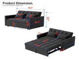 Corduroy Double Sleeper Sofa With Pull-Out Bed, 2 Pillows & Side Storage Pocket 26761074