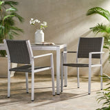 ZNTS Cape Coral Outdoor Wicker Dining Chairs with Aluminum Frames, 2-Pcs Set, Grey 60449.00