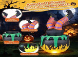 6FT Halloween Inflatable Animated Kicking Witch, LED Light Up Flaming Cauldron, Weather Resistant 47706562