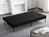 Black 3-Seater Futon Sofa Bed, Twin Folding Sleeper Sofa, Sturdy Metal Frame, Skin-Friendly B347P507913