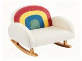 1 PC Wooden Frame Kids Rocking Sofa, Rainbow Gradient Teddy Velvet Rocking Chair 78910292